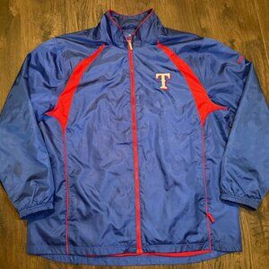 ⚾ Reebok Texas Rangers MLB Windbreaker Jacket 2XL Blue Red Full Zip